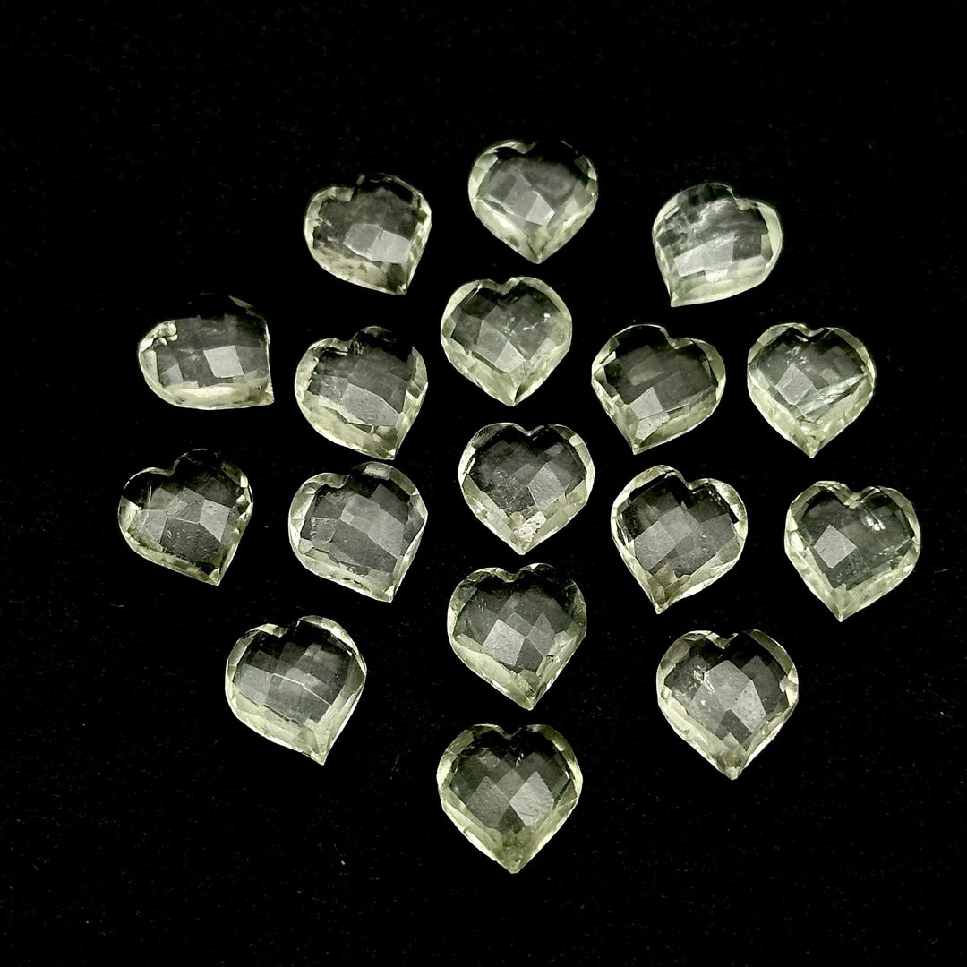 Faceted Green Amethyst Heart Shape Beads, Natural Green Amethyst Hand Carved Heart Charms for Jewelry Making, Heart Shape Briolette's, 13 MM