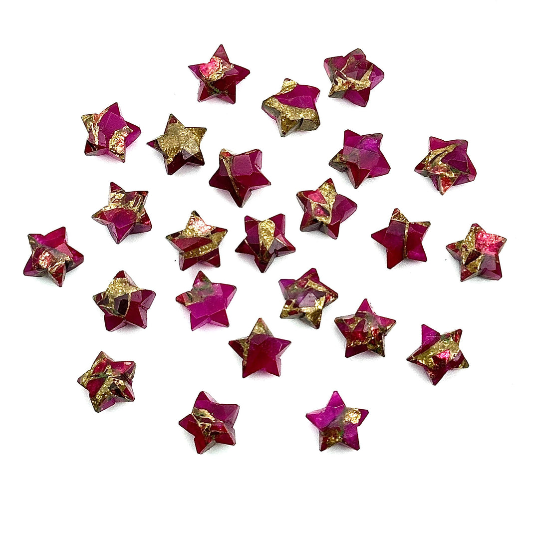 Cute Pink Turquoise Star Shape Beads, Hot Pink Copper Turquoise Faceted Star Beads, Hand Carved Gemstone Beads, Star Charm for Jewelry 8 MM