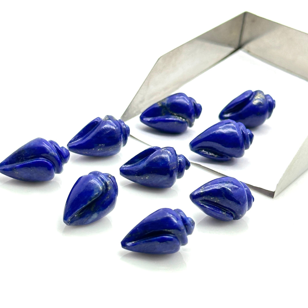 Genuine Lapis Lazuli Conch Shell Shape Beads, Smooth Lapis Snail Shell Gemstone Beads, Beach & Snail Shell Carved Gemstone Beads 18X10 mm
