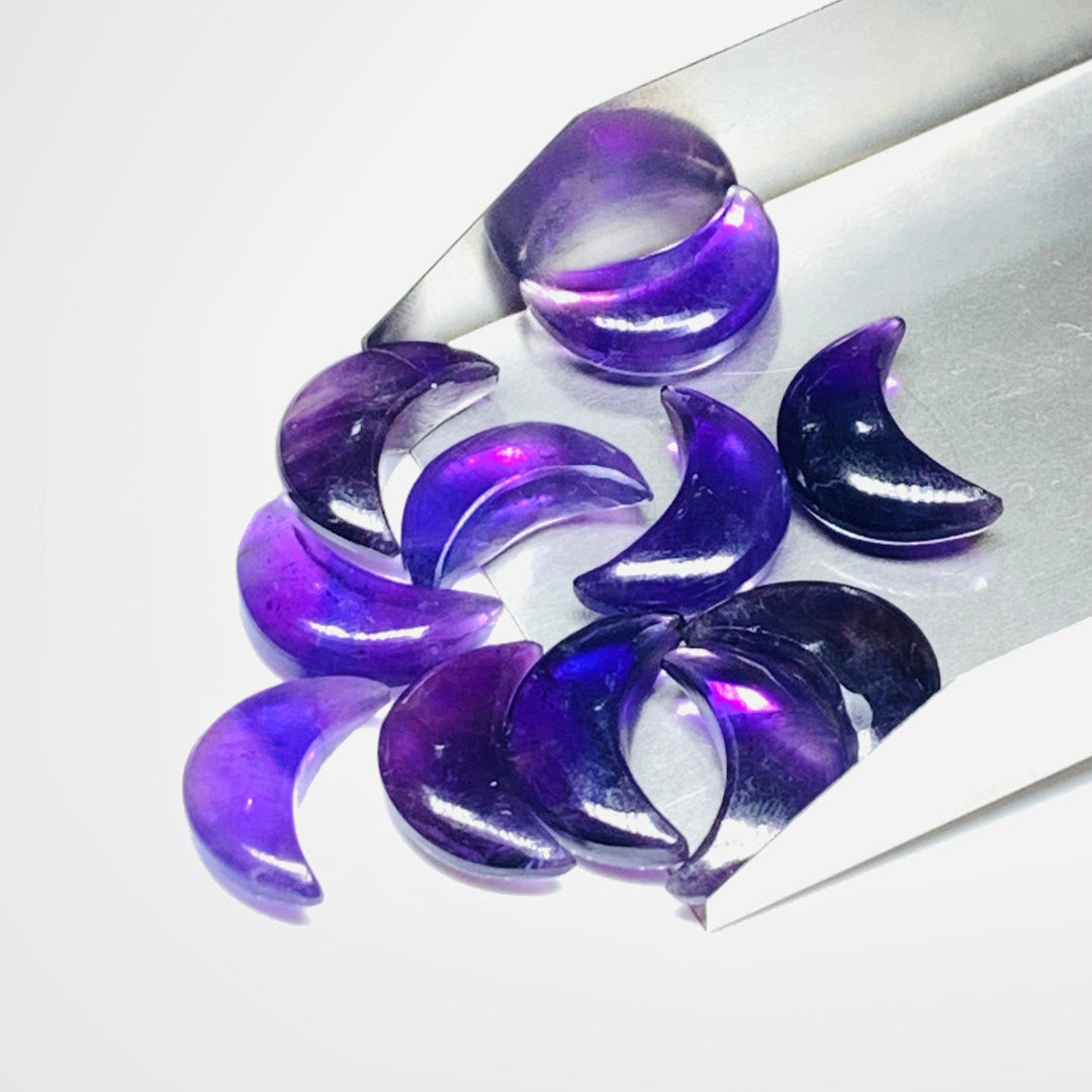 Natural Amethyst Moon Shape Beads, Purple Amethyst Moon Shape Charms, Faceted Moon Briolette's for Jewelry Making, 17 MM