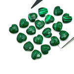 Load image into Gallery viewer, Faceted Malachite Heart Beads: Hand Carved 10mm Briolettes