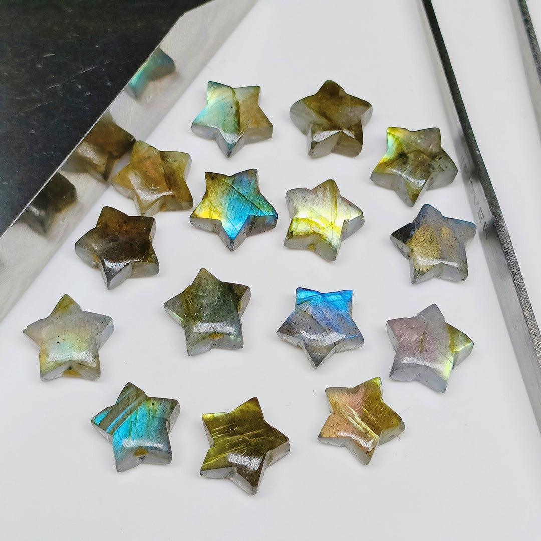 AAA Natural Labradorite Star Shape Briolettes, Flashy Labradorite Hand Carved Smooth Star Beads, Star Charm for Jewelry Making, 10 MM
