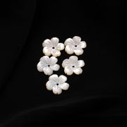 1 Pc White Pearl Flower Shape Beads, Mother of Pearl Flower for Jewelry Making, Hand Carved Floral Beads, 14 MM, Center Hole Bead