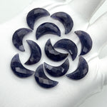 Load image into Gallery viewer, Faceted Iolite Crescent Moon Beads: Hand-Carved Gemstone Charms