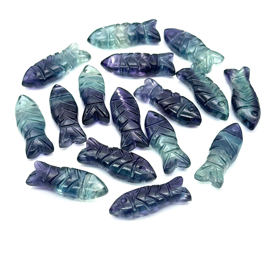 Natural Fluorite Fish Shape Gemstone, AAA Fluorite Fish Beads, Crystals Fish for Jewelry Making, Fish Charms, 23X9 MM Crystal Gifts
