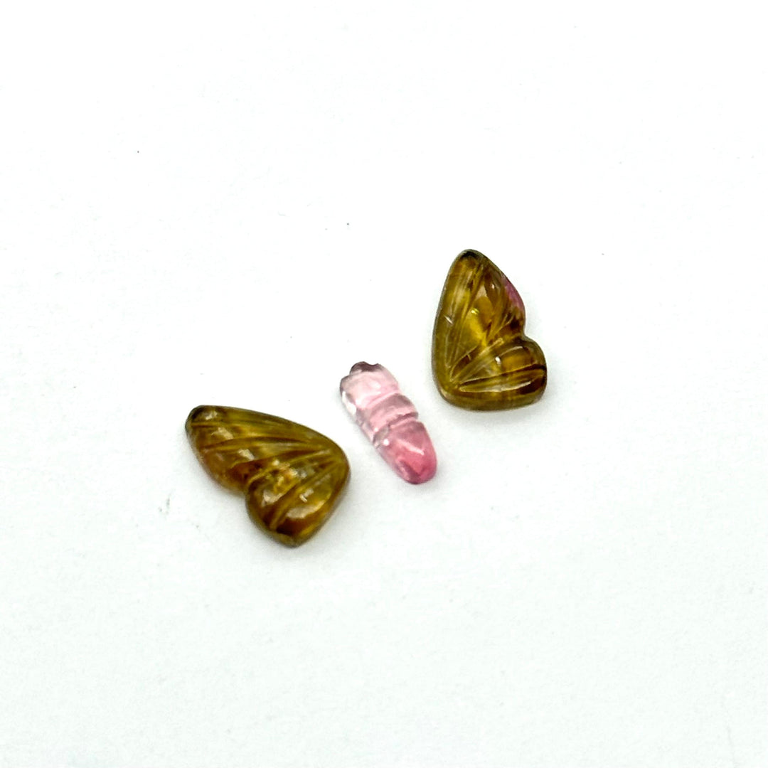 Natural tourmaline Butterfly Shape Carving, Hand carved tourmaline Butterfly loose carving, carved butterfly jewelry for Making 21x9mm.