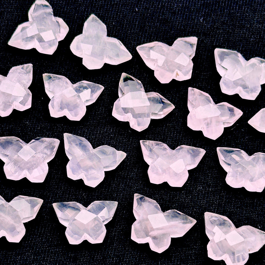 Natural Rose Quartz Butterfly Shape Beads, Faceted Butterfly Gemstone, Rose Quartz Animal Carving Beads For Jewelry, Charms Beads 14x10 MM