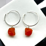 Load image into Gallery viewer, Natural Rough Carnelian Handmade Hoop Earings, Carnelian Dangle &amp; Hoop Earrings For Girls, Fashionable Earrings For Girls, Gift For Her