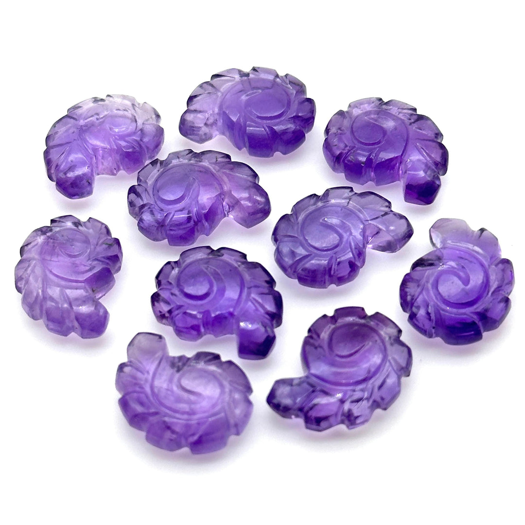 AAA+ Amethyst Carved Shell Beads, Hand Carved Snail Shell Shape Gemstone, 16 MM Beach Shell Charm Beads For Jewelry, February Birthstone