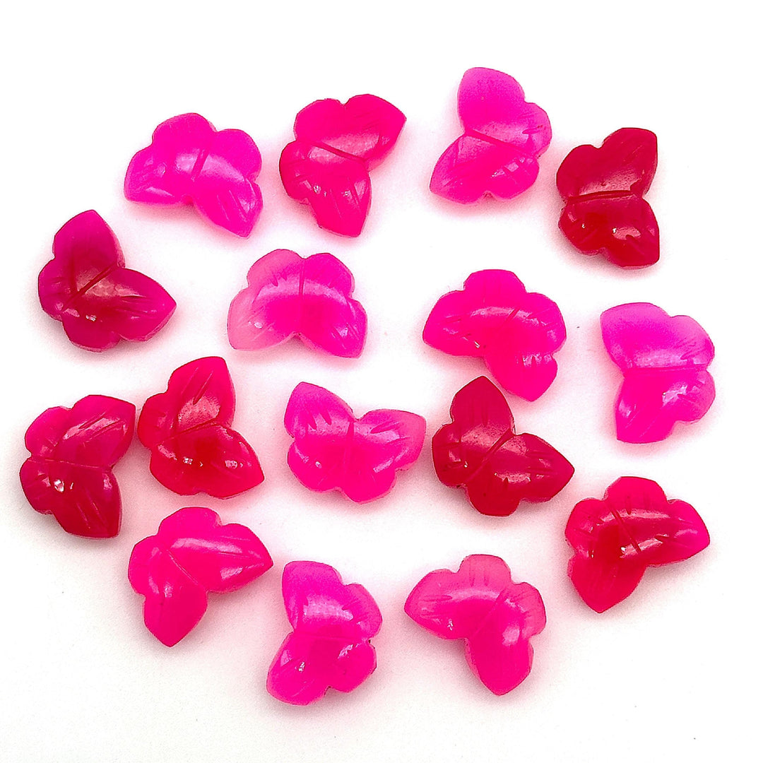 Dazzling Hot Pink Chalcedony Butterfly Shape Beads, Hot Pink Hand Carved Butterfly Briolettes, Gemstone Charms for Jewelry Making, 13 MM