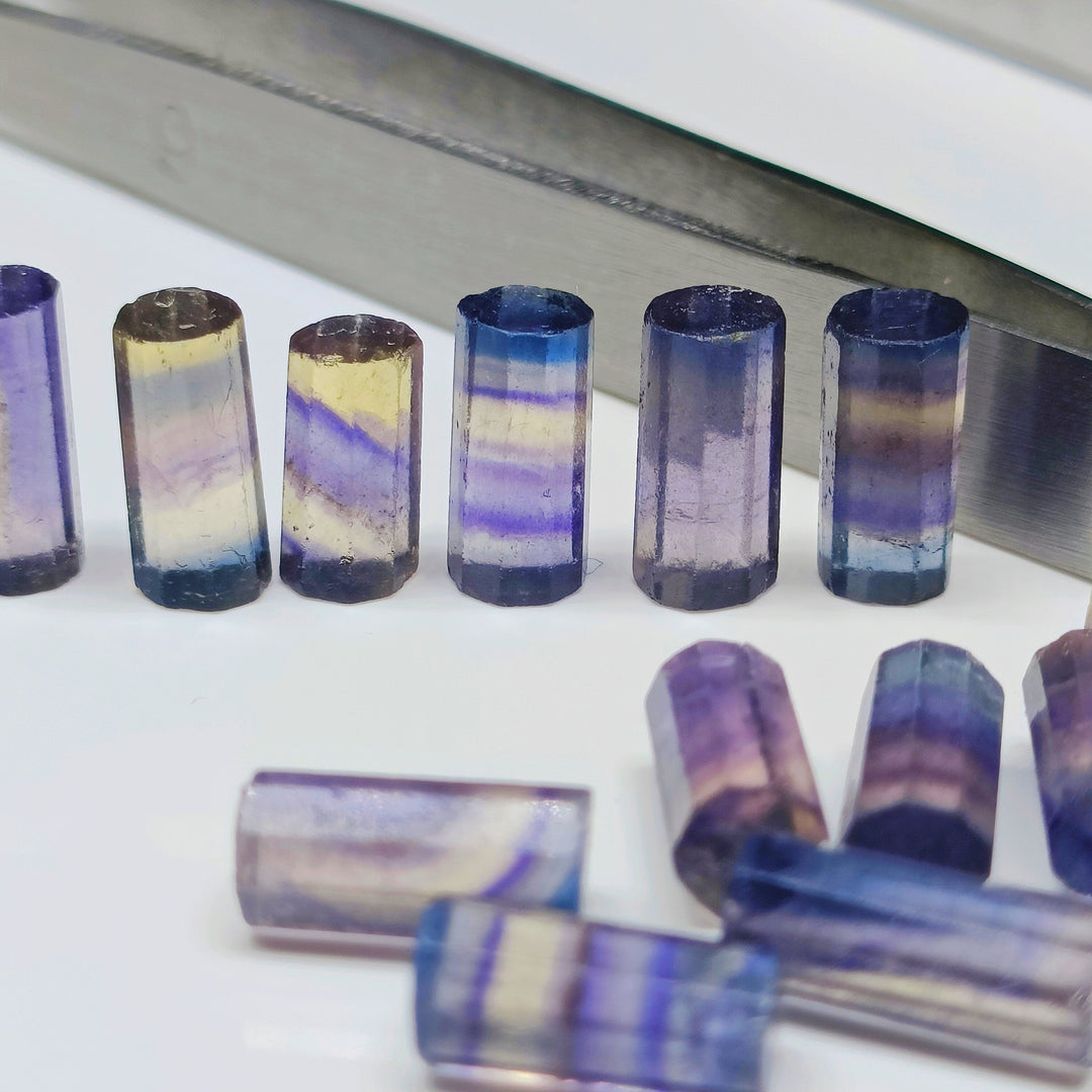 2,3,4,5 pcs  100% Natural Fluoride Faceted Pipe Shape Loose Gemstone, Fluoride Loose Gemstone, Gemstone For Jewlery 10X6 mm