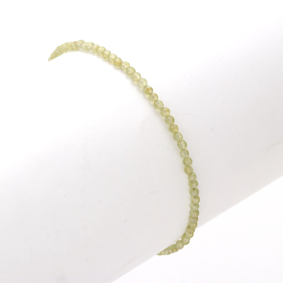 Natural Peridot Beaded Bracelet, Green Peridot Faceted Round Beads Bracelet, Gift for Her, 2 MM Beads Bracelet, 925 Silver Bracelet for Her