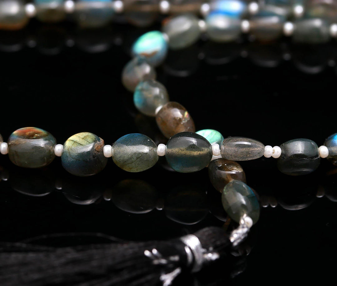 Smooth Labradorite Tumble Shape Beads, Natural Labradorite Plain Nuggets Shape Gemstone Beads, Fancy Jewelry Making Wholesale Beads, 8" Inch