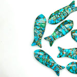Load image into Gallery viewer, Natural Copper Turquoise Fish Carving Beads, Jewelry Making Gemstone Fish Shape Crystals, 30X10 MM
