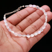 Flashy Rainbow Moonstone Oval Beads Bracelet, Smooth Oval Beads Bracelet, 6 MM Blue Flash Beads Bracelet, Emotional Balancing Stone Bracelet