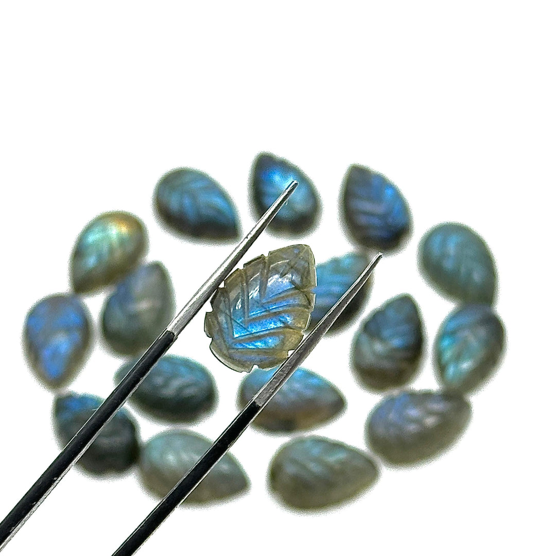 AAA Labradorite Leaf Briolettes: Hand Carved Gemstone Beads (14mm)