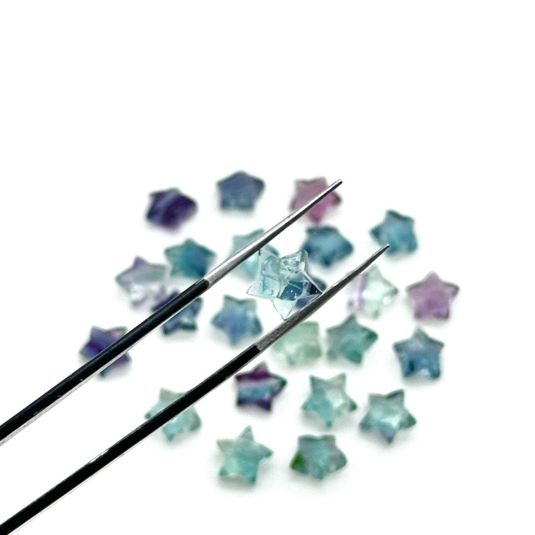 Mini AAA Multi Fluorite Star Shape Briolette's, Fluorite Faceted Hand Carved Star Shape Beads, Star Shape Loose Charm Jewelry Beads, 8 MM