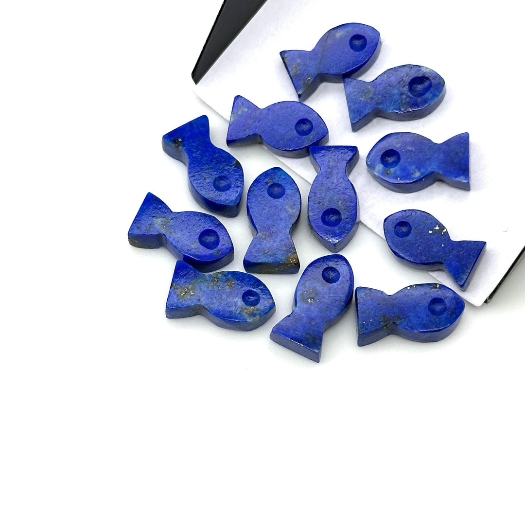 Natural Tiny Lapis Lazuli Fish Charm, Fish Shape Carved Gemstone, 7X14 MM Loose Gemstone Fishes, Healing Energy Fish Charms for Jewelry