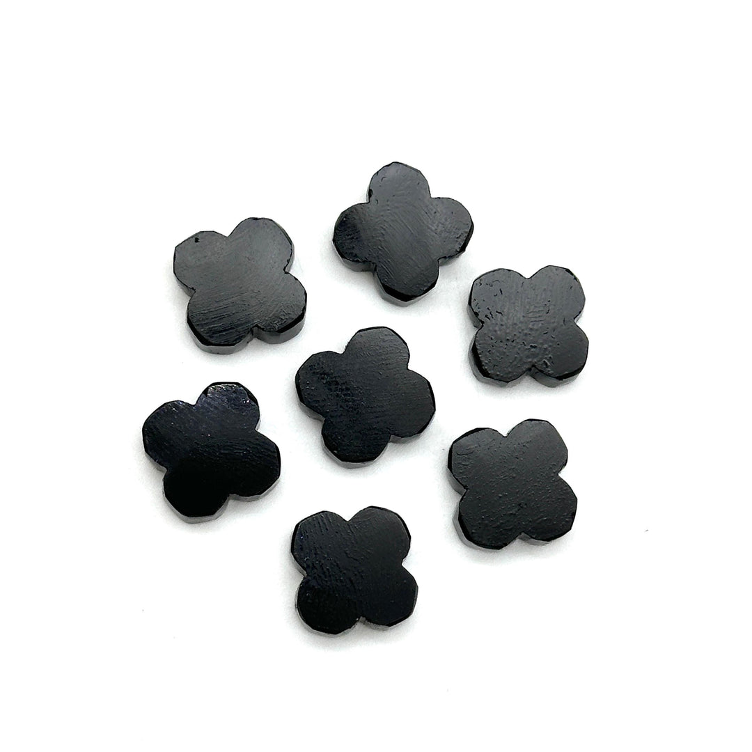 Natural Black Onyx Clover Shape Beads, Four Leaf Clover Shape Gemstone, Loose Wholesale Beads for Jewelry Making, Loose Beads, 12 MM