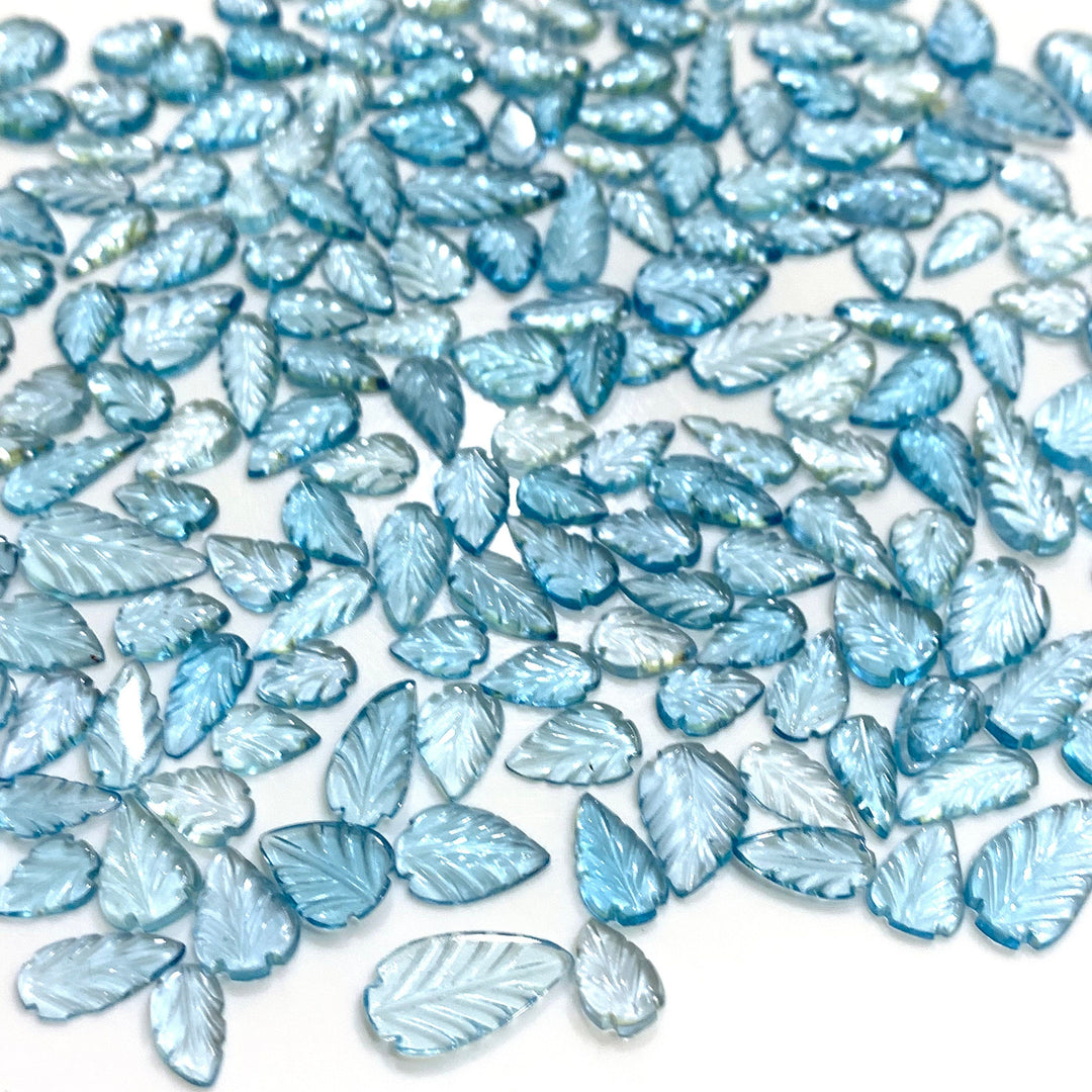 AAA Quality 100% Natural Sky Blue Topaz Leaf Shape Carved Gemstone, Loose Gemstone, Leaf Shape Carving, Gemstone For Jewelery, 6-12 mm