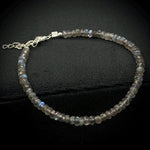 Load image into Gallery viewer, Flashy Labradorite Beaded Bracelet, Faceted Labradorite Beads Bracelet, Gemstone Silver Bracelet/Anklet, Yoga &amp; Meditation Bracelet, 3-4 MM