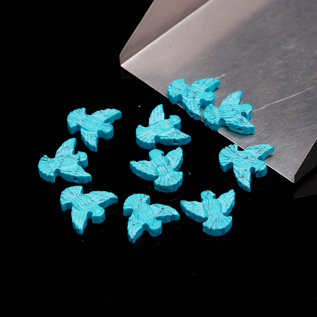 Turquoise Dove Bead, Hand Carved Bird Gemstone, Jewelry Making (12X13 MM) 1 pc