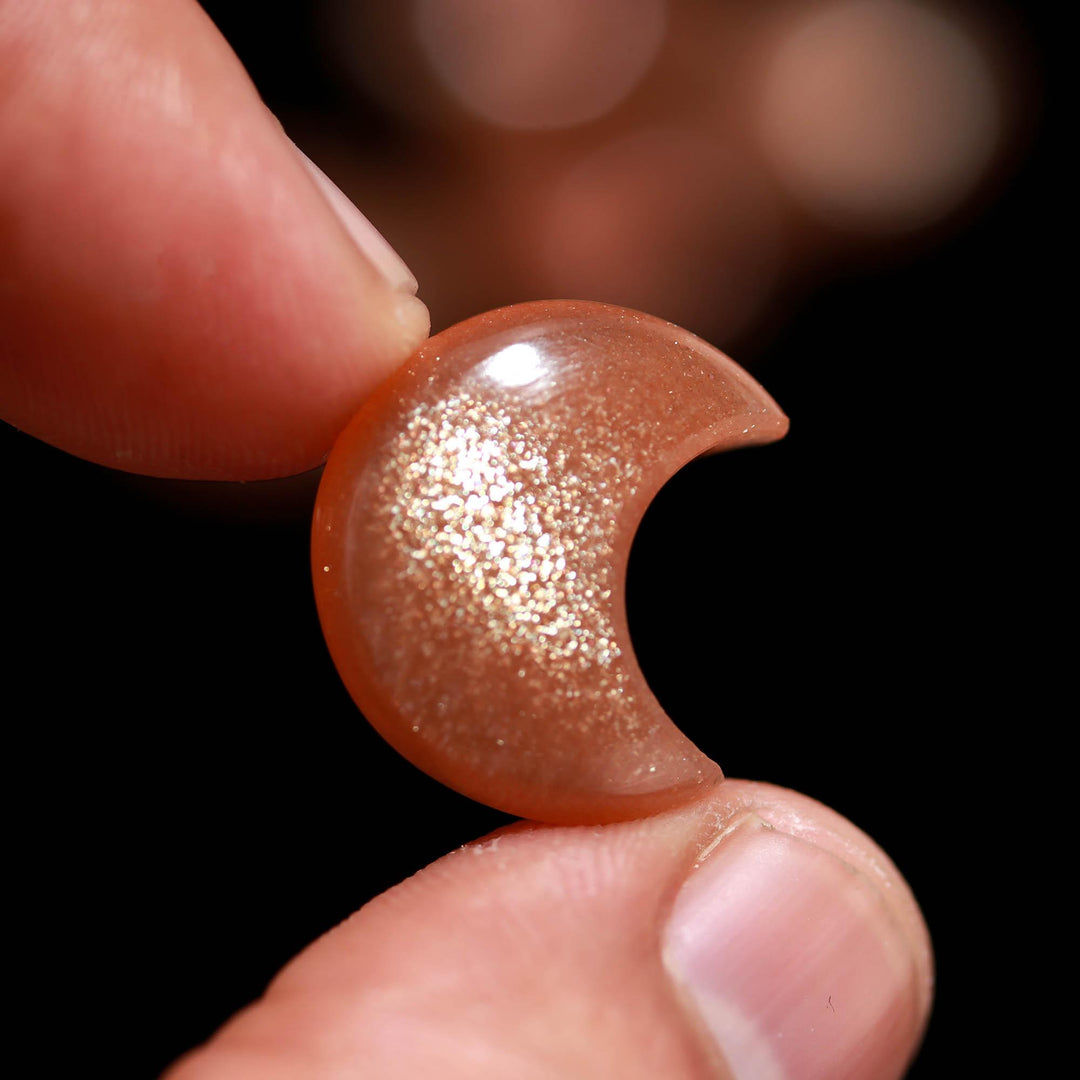 Peach Moonstone Moon Shape Beads 18 MM, Shimmering Hand Carved Gemstone Moon Charm For Jewelry making