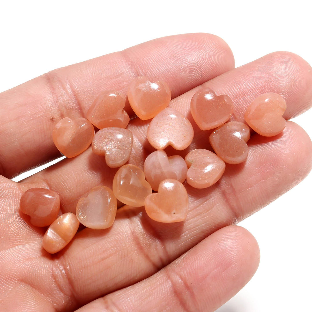 Natural Peach Moonstone Heart Shape Beads, Orange Moonstone Heart Shape Charms, Mini Plain Heart Briolette's for Jewelry Making, 10 MM