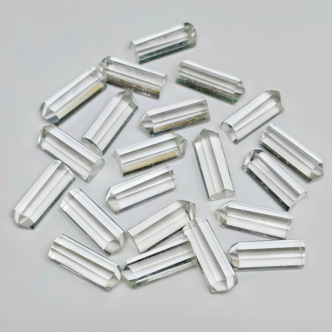 Natural Crystal Quartz Pencil Gemstone: Faceted Jewelry Stone (15X6 mm)
