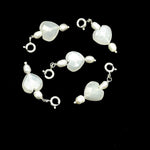 Load image into Gallery viewer, Natural White Moonstone and Pearl Charms, White Moonstone Heart Silver Charms, Gemstone Beads, Craft Making, 925 Silver Charms Wholesale