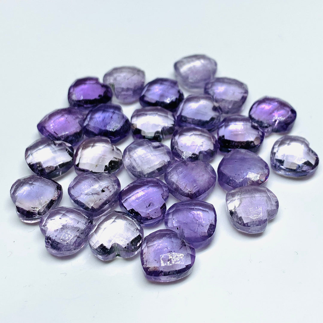 2,5,6,7,8 Pcs Natural Amethyst Carved Heart Shape Beads, Faceted Heart Gemstone For Jewelry, Heart Shape Briolette's Loose Gemstones 10mm