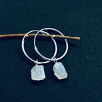 Load image into Gallery viewer, Flashy Rainbow Moonstone Hoop Earings, Natural Rough Rainbow Moonstone Earrings, Raw Gemstone Earrings, Large Hoop Earrings For Gift