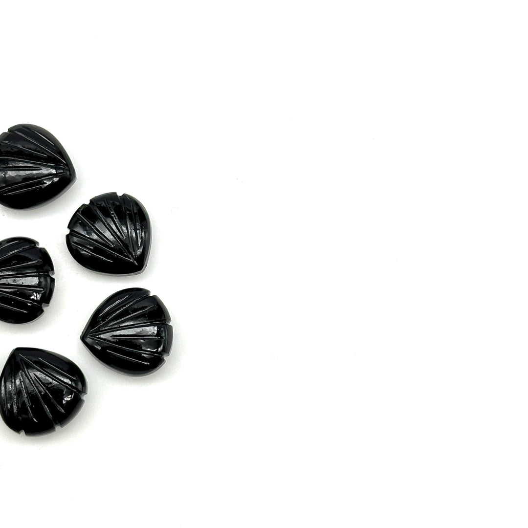 Natural Black Onyx Carved Shell Shape Beads, 12 MM Shell Beads, Carved Gemstone, Seashell Charm Gemstone, Hand Carved Beads, Onyx Charms