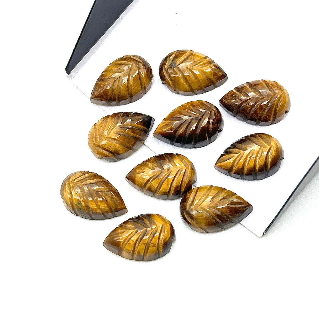 Natural Tiger Eye Leaf Shape Briolettes, AAA Tiger Eye Hand Carved Leaf Shape Gemstone Beads, Leaf Beads, 14 MM Loose Leaf Charms