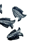 Load image into Gallery viewer, Natural Black Onyx Carved Fish Shape Gemstone, Hand Carved Fish Shape Gemstone, Jewelry Making Gemstones, 17X26 MM, Blue Fish Charm Pendant