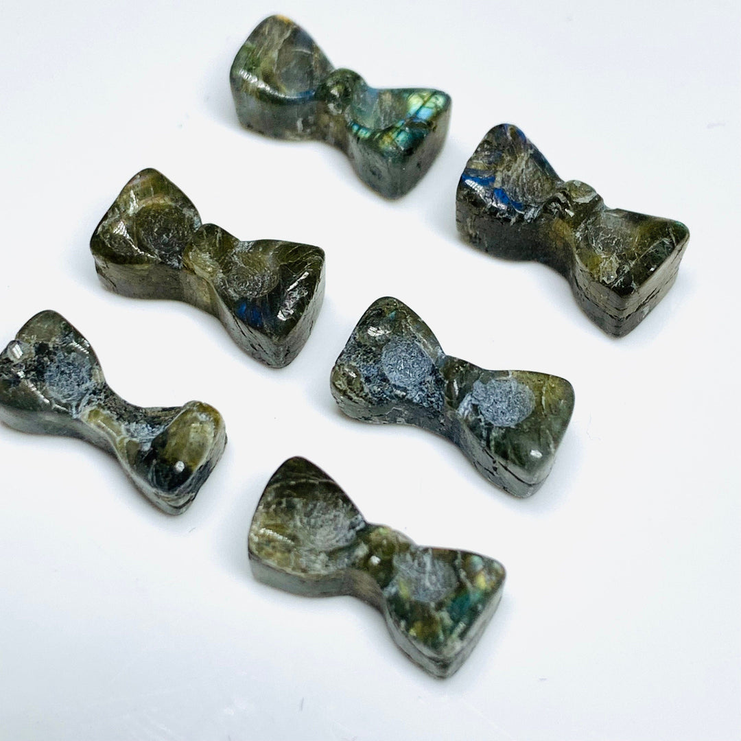 2,3,4,5 Pcs Natural Labradorite  Hand Carved Bow Shape, Bow Shape Gemstone For Jewellery, Bow Shape Gemstone, 12X6 mm
