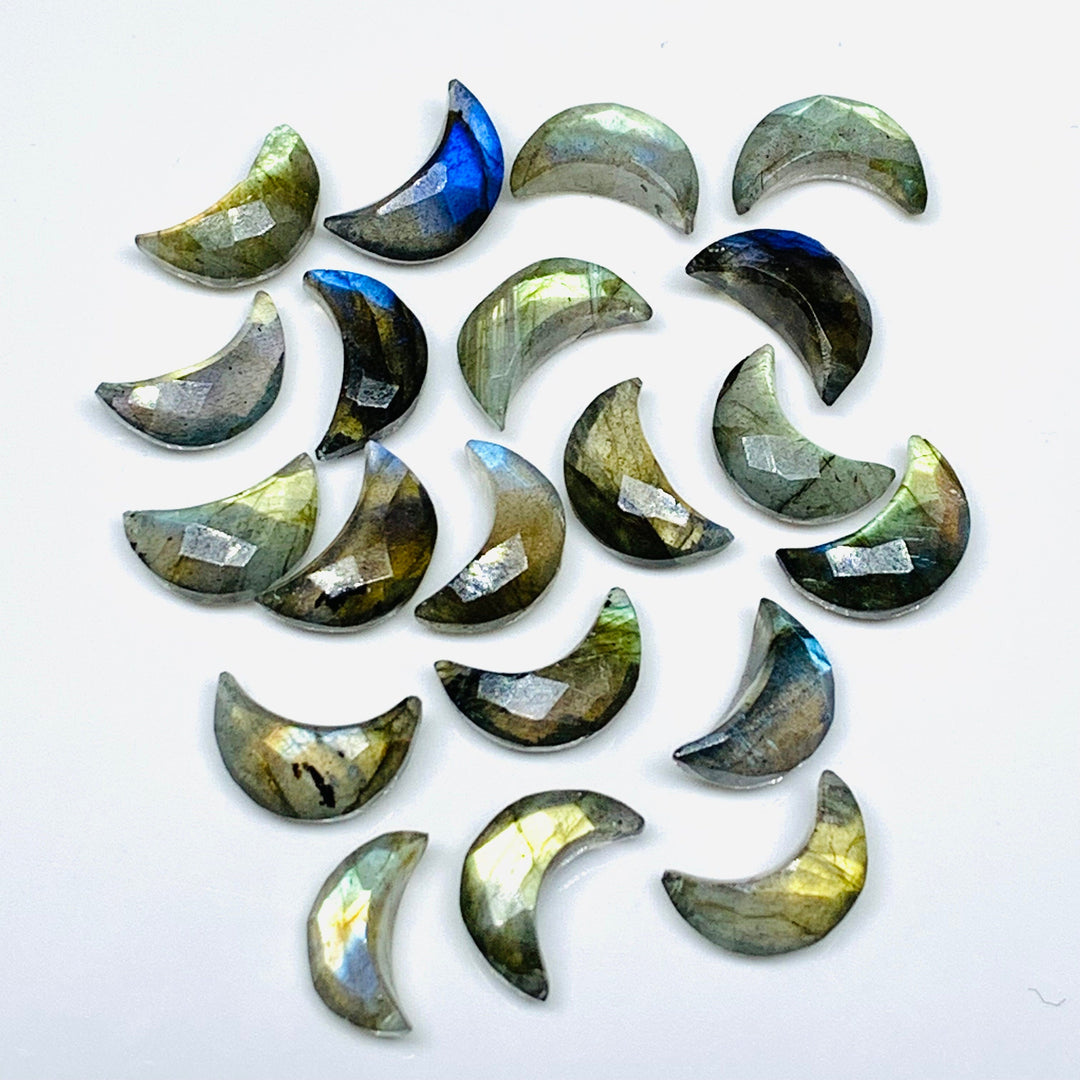 Flashy Labradorite Carved Moon Shape Beads, Hand Carved Moon Shape Gemstone Beads For Jewelry, Moon Shape Briolettes Charms Beads 12 MM