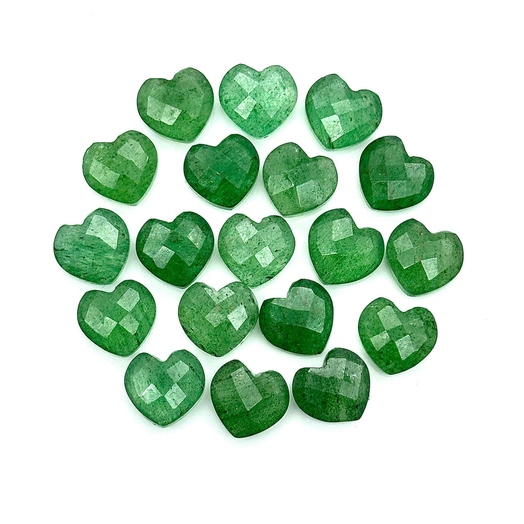 Faceted Green Strawberry Quartz Heart Briolettes: Hand Carved Gemstone Beads, 12mm