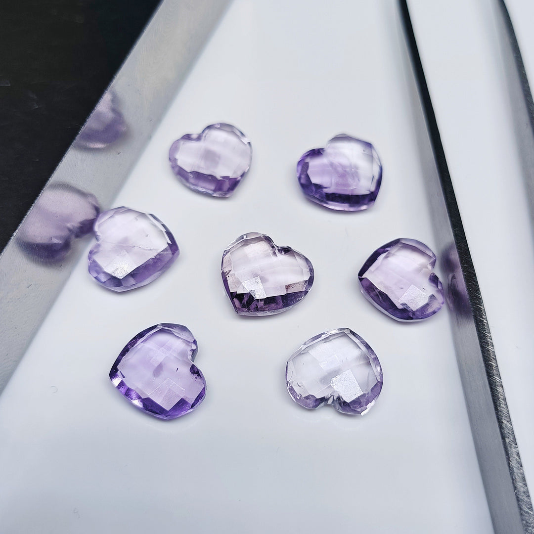 5,6,7,8,9,10 Pcs 100% Natural Pink Amethyst Heart Shape Faceted Briolettes, hand carved Faceted Gemstone, loose Gemstone For Jewellery 8 mm