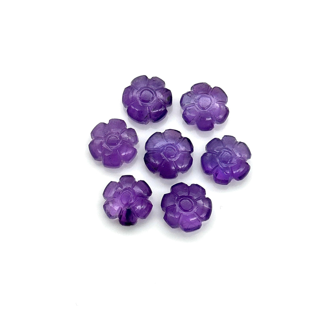 Natural Amethyst Flower Shape Beads, Purple Amethyst Flower Shape Carving, Jewelry Making Loose Gemstone Charms, 12 MM, Carved Crystals