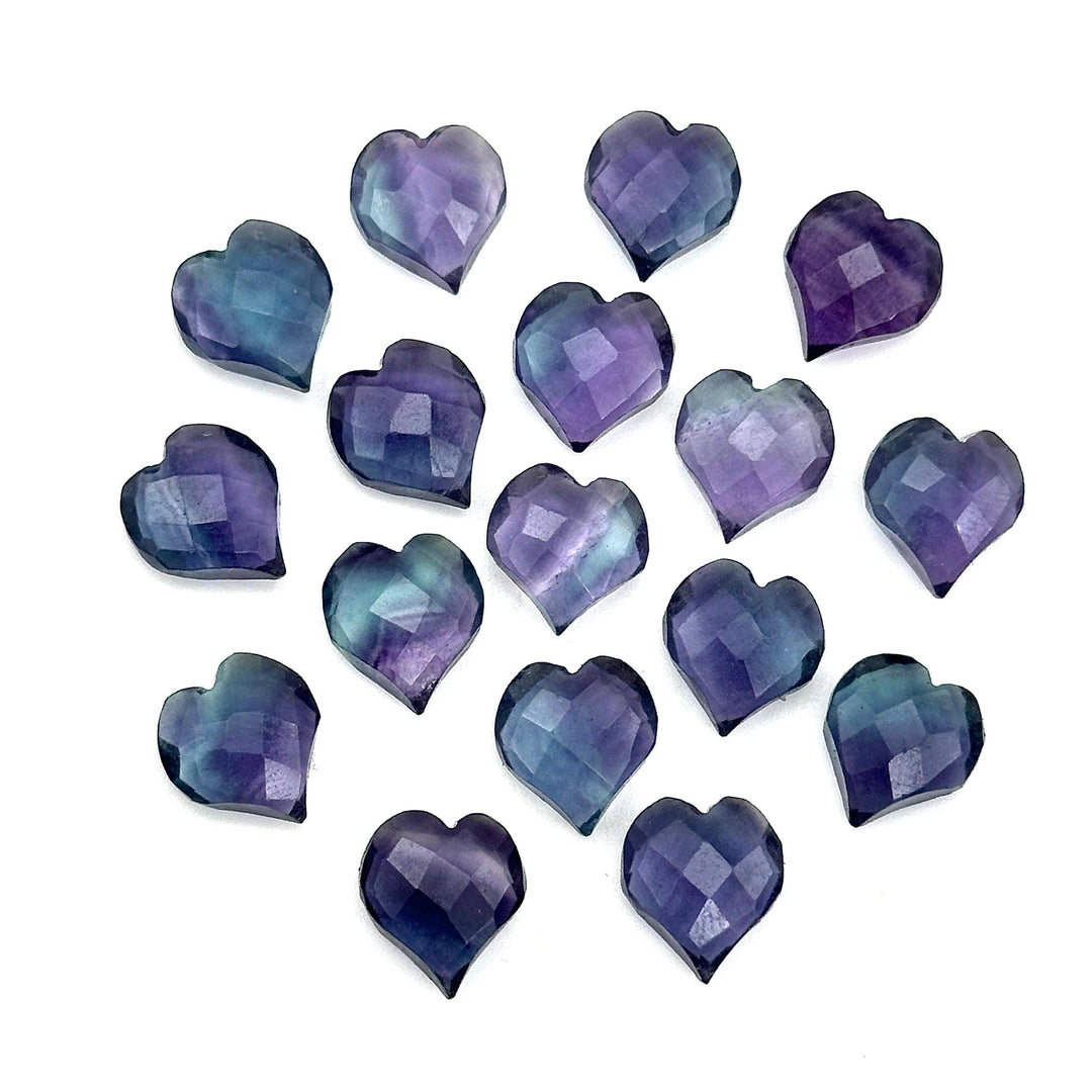 Natural Multi Fluorite Heart Shape Beads, Fluorite Faceted Heart Shape Briolettes, Hand Carved Heart Charms for Jewelry Making, 13 MM