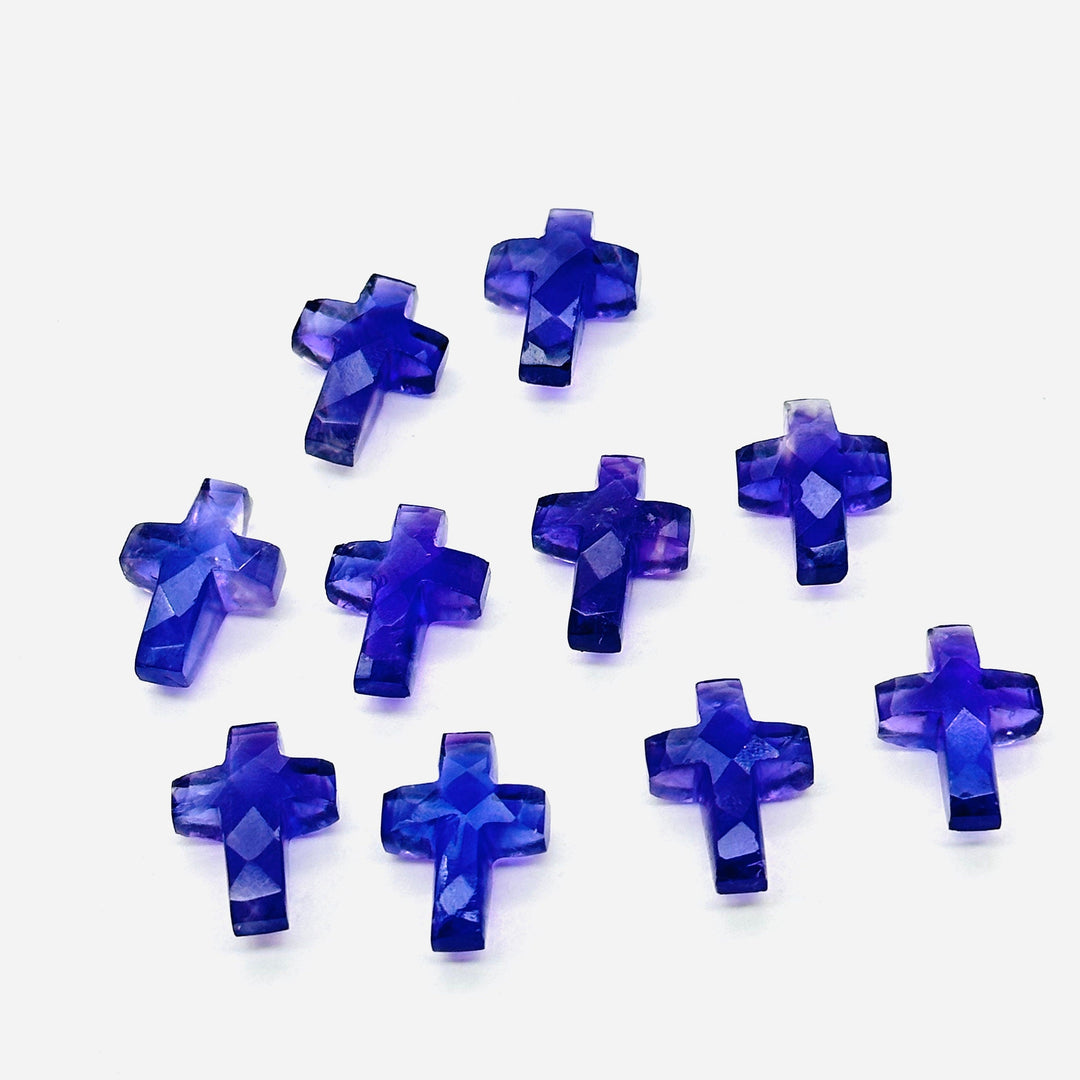 1,2,3,4,5 pcs Natural Amethyst Cross Shape Gemstone Beads, Amethyst Faceted Cross Gemstone Beads, Holy Beads For Jewelry & Carfts 15X10 MM