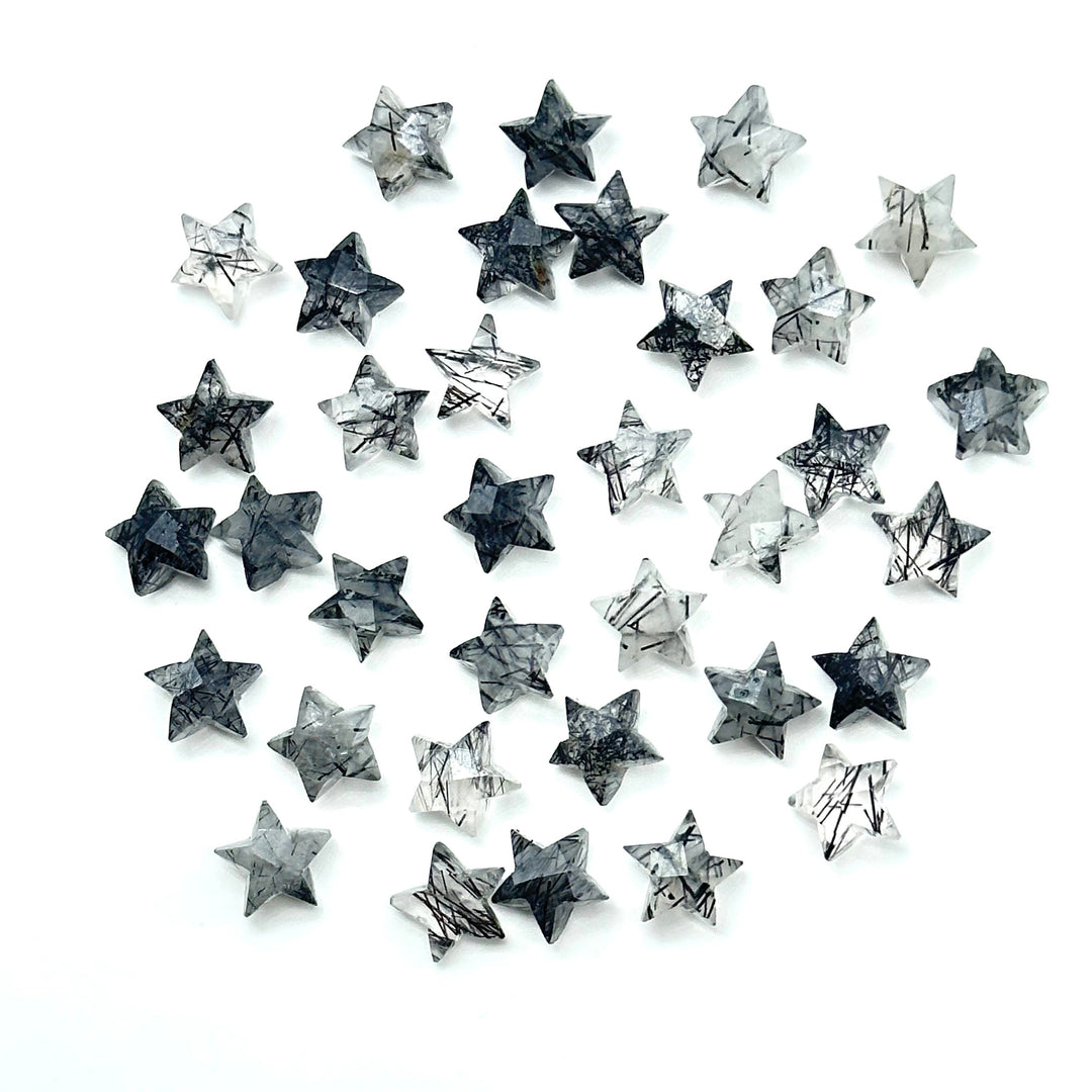 Super Cute Natural Black Rutile Star, Faceted Stars Shape Beads, Jewelry Making Loose Gemstone, Faceted Hand Carved Gemstone, 8 mm