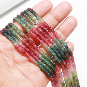 Watermelon Tourmaline Faceted Rondelle Beads, Natural Multi Tourmaline Rondelle Wholesale Beads for Jewelry Making, 4 MM Beads 14
