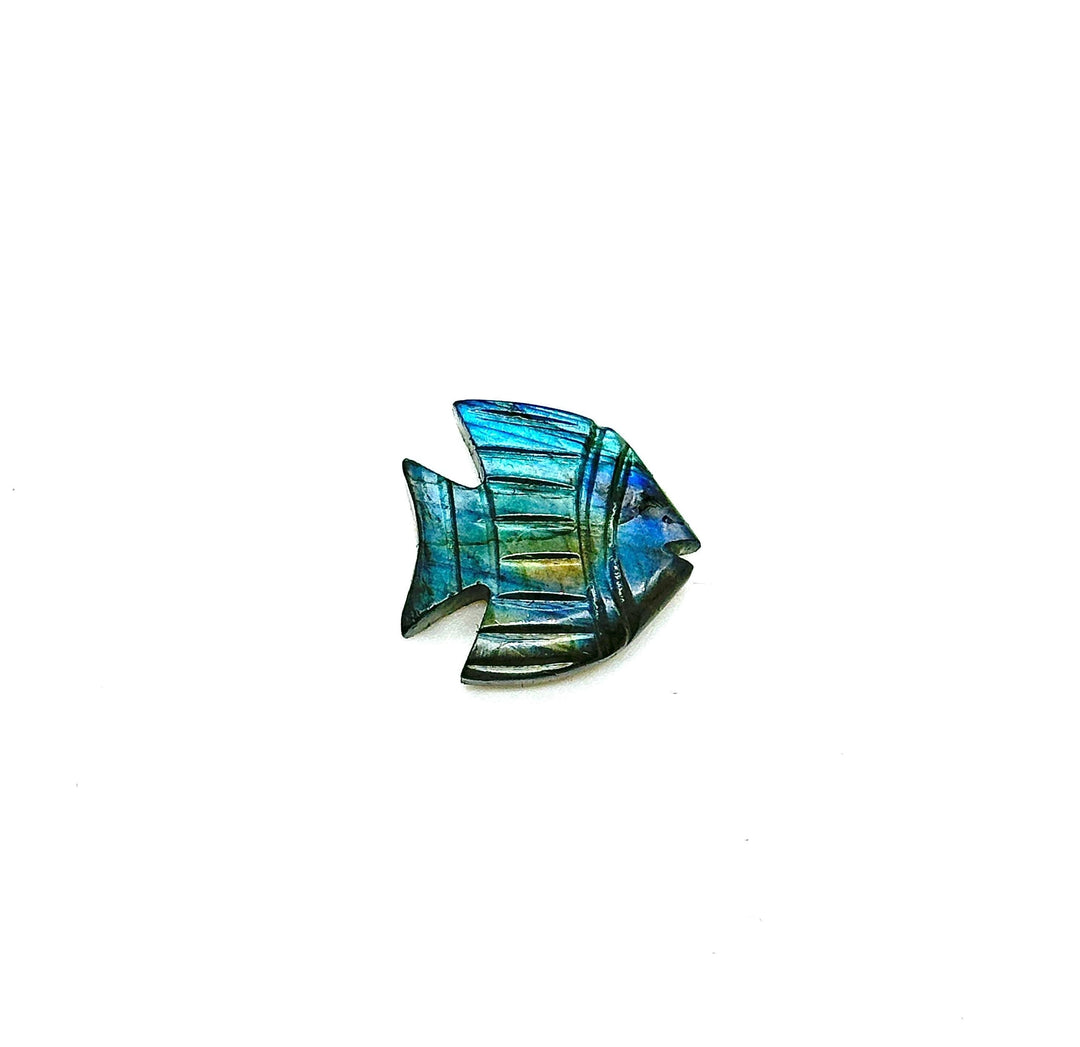 Natural Labradorite Handmade Fish Carving ~ Fish Shape Carving Gemstone Stone ~ Flashy Labradorite Fish ~ 1 Pieces ~ 18 MM ~ Flashy Fish