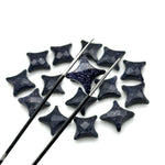 Load image into Gallery viewer, Black Sunstone Ninja Star Beads: Faceted Gemstone Carvings (11x15 mm)