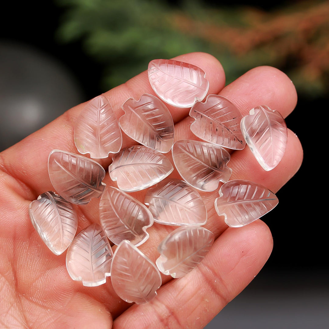 Natural Crystal Quartz Leaf Shape Briolettes, AAA Clear Quartz Leaf Shape Bead, 17 MM Loose Leaf Charms for Jewelry, Gemstone Leaves Beads
