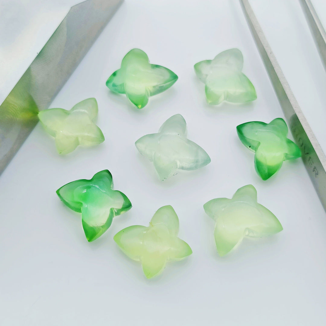 Beautiful Green Chalcedony Butterfly Shape Gemstone Beads, Hand Carved Butterfly Shape Beads, Smooth Fancy Beads For Jewelry, 13X9-14X10 MM