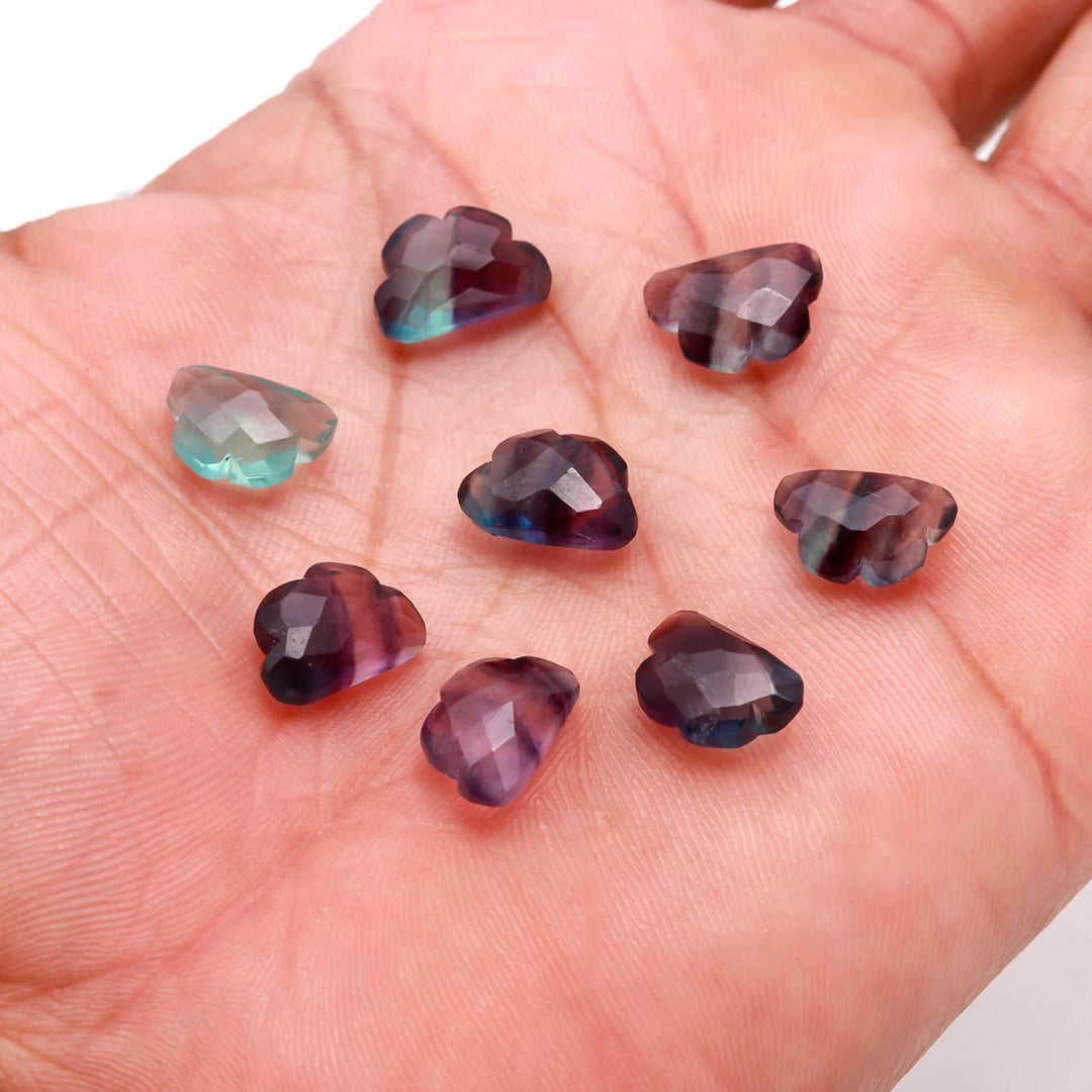 AAA Rainbow Fluorite Clouds Shape Beads, Multi Fluorite Faceted Cloud Beads, Carved Cloud Gemstone Charms, 12 MM, Loose Carved Briolettes