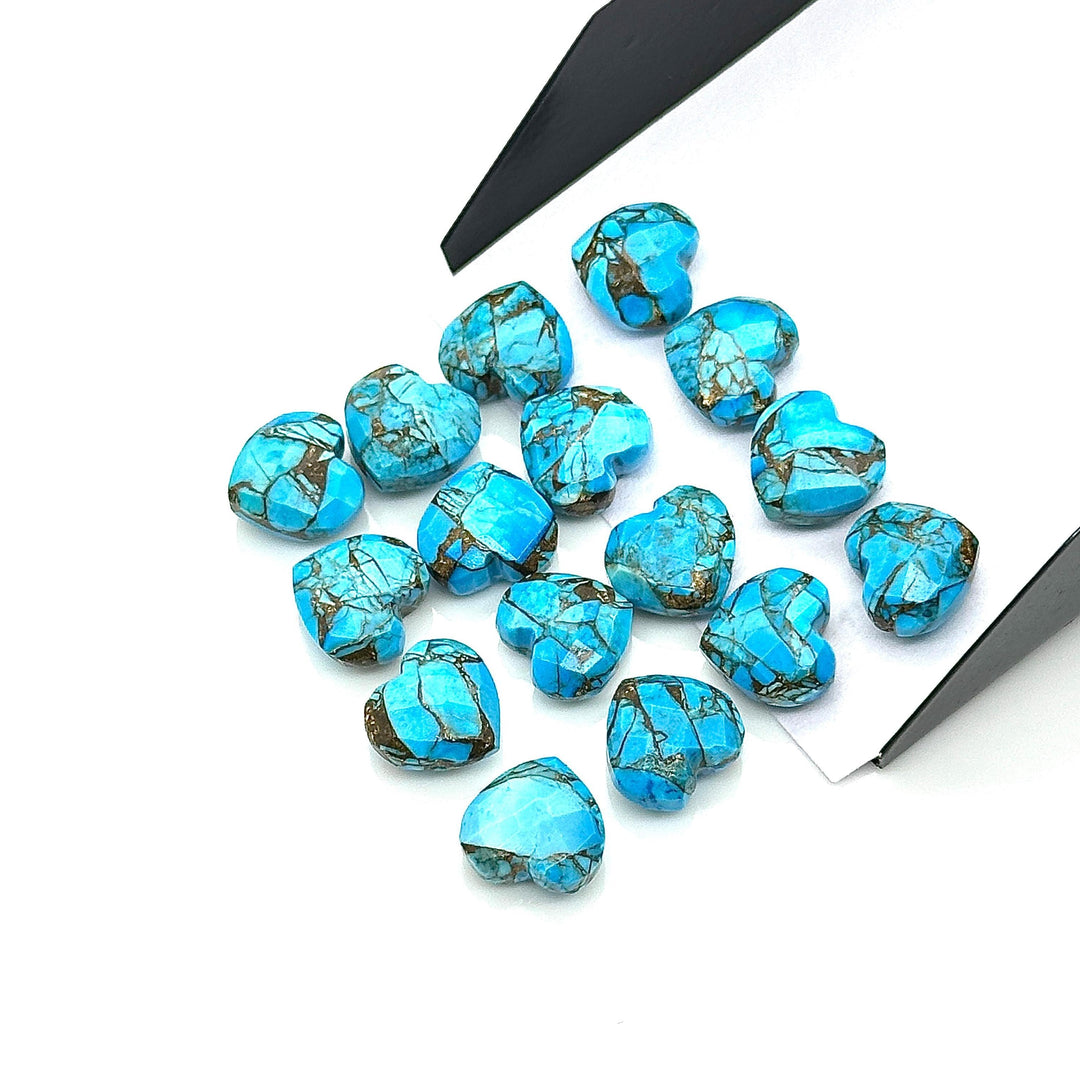 Tiny Copper Turquoise Heart Shape Beads, AAA Turquoise Faceted Heart Shape Briolette's, AAA Hand Carved Heart Charm, 8 MM, Heart Craft Beads